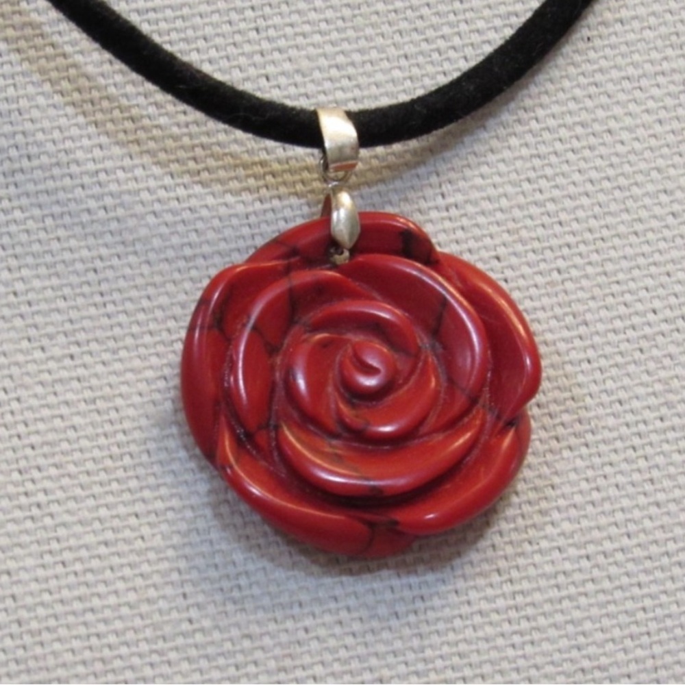 Vintage Carved Rose Fairy Whimsical Coquette Fairycore Pendant Necklace